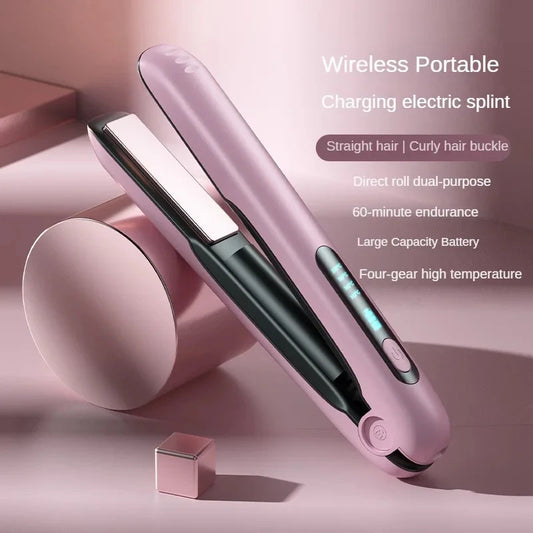 Wireless Hair Straightener Flat Iron Mini 2 IN 1 USB 5000mAh Max 200 Degree Portable Cordless Curler 4 Levels Dry And Wet Uses