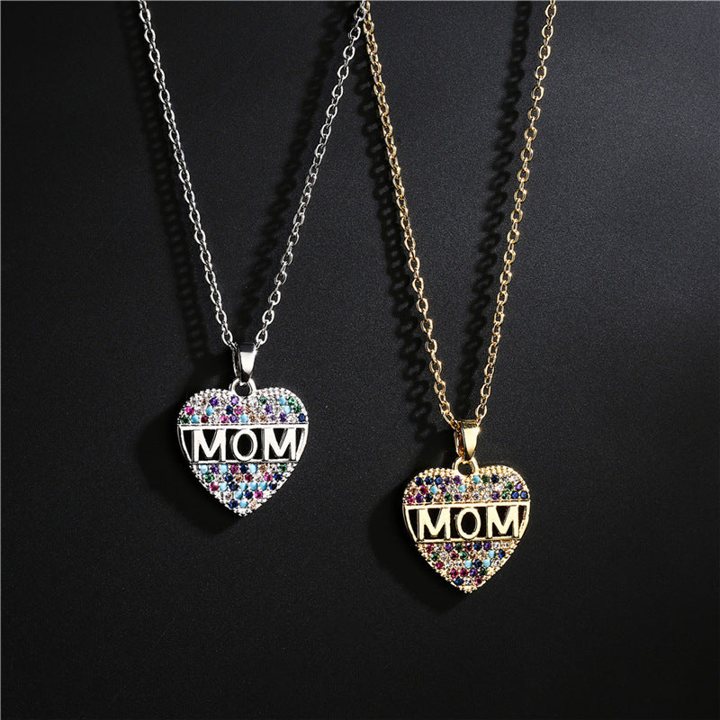 Heart MOM Pendant Necklace Copper