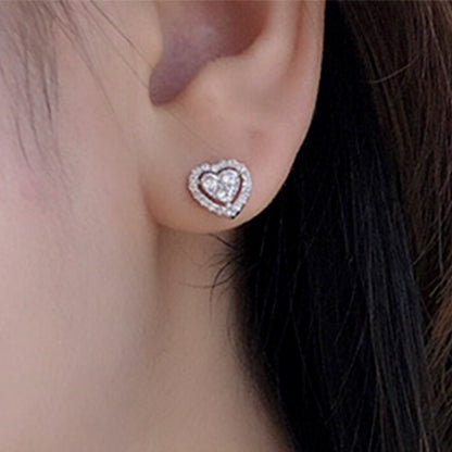 Rhinestone Heart-shape Earrings